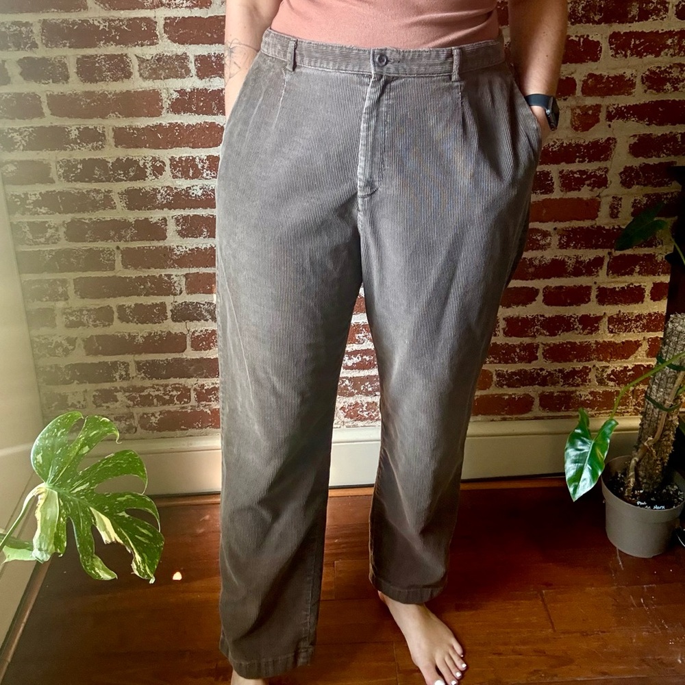 Y2K Lands’ End chocolate brown high rise bareback corduroys